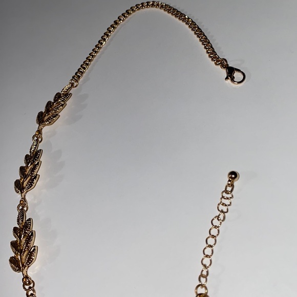 Gold Tone Leaf Boho Greek Goddess Choker Necklace - Picture 12 of 16